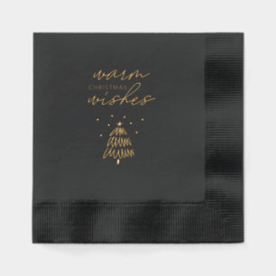 Minimalistische Kerstmis Zwart & Goud Folie Servetten