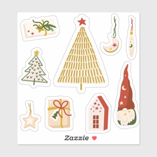 Minimalistische kerststickers sticker (Vel)