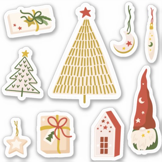 Minimalistische kerststickers sticker (Voorkant)