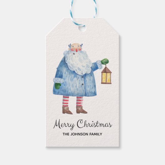 Minimalistische kerstvakantie Santa Merry Cadeaulabel (Voorkant)