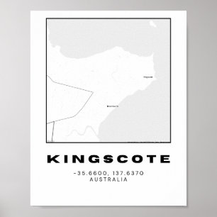 Minimalistische Kingscote-kaart met coördinaten Poster