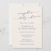 Minimalistische klassiek blauwe script koppels bab kaart (Voorkant)