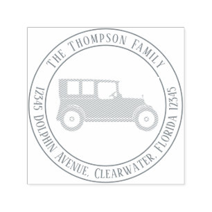 Minimalistische klassieke auto eenvoudig retouradr zelfinktende stempel