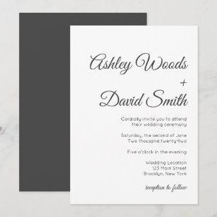 Minimalistische Klassieke Elegante Trouw Uitnodigi Kaart
