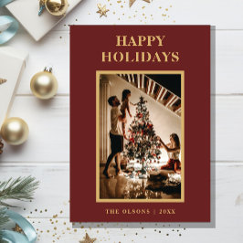 Minimalistische klassieke Feestdagen rode letter e Feestdagenkaart