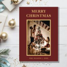 Minimalistische klassieke kerstrode letter en foto