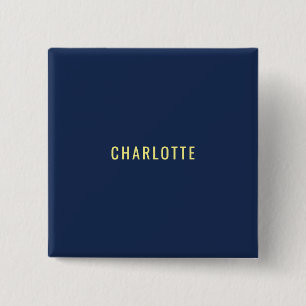 Minimalistische Klassieke Professionele Blauwe Kle Vierkante Button 5,1 Cm