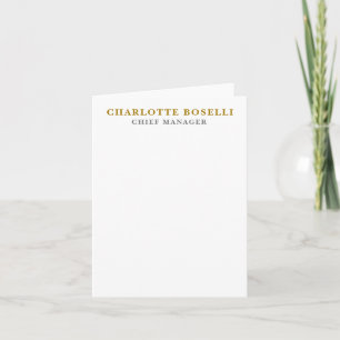 Minimalistische Klassieke Professionele Gouden Kle Notitiekaartje