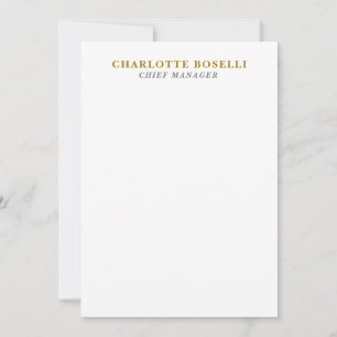 Minimalistische Klassieke Professionele Gouden Kle Notitiekaartje