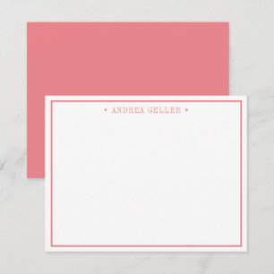 Minimalistische Klassieke Roze Roos Rand Notitiekaartje
