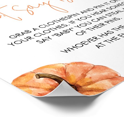 Minimalistische kleine pompoen zegt geen Baby Poster (Hoek)