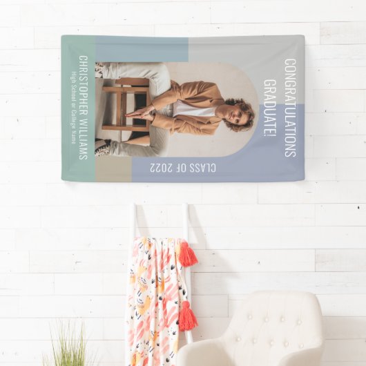 Minimalistische kleurenblokklasse van 2023 Afstude Spandoek (Insitu)