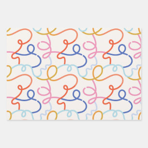 Minimalistische kleurrijke lijnen strepen inpakpapier vel