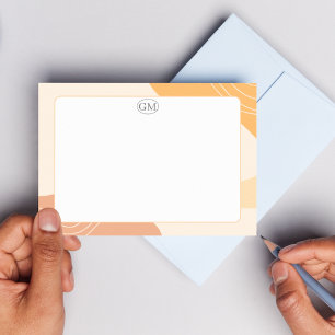 Minimalistische Kleurrijke Rand Monogram Plat Noti Notitiekaartje