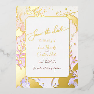 Minimalistische Kleurrijke Waterverf Folie Save th Uitnodiging Briefkaart