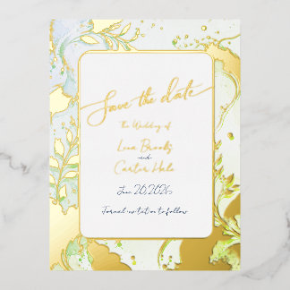 Minimalistische Kleurrijke Waterverf Folie Save th Uitnodiging Briefkaart