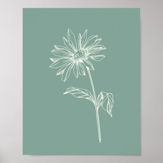 Minimalistische kleuterbloem: groen poster (Voorkant)