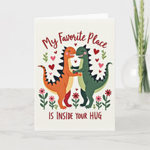 Minimalistische knuffelende dinokaart kaart