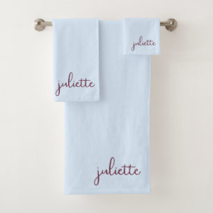 Minimalistische Koelblauwe Gepersonaliseerde Bad Handdoek