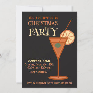 Minimalistische koele kerstcocktail party corporat kaart