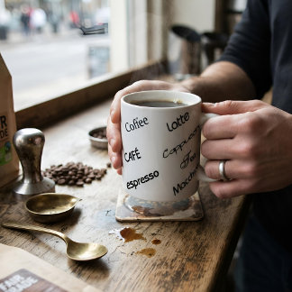 Minimalistische koffiebar esthetische typografie c koffiemok