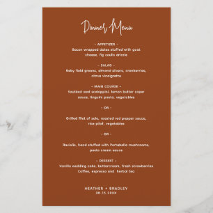 Minimalistische koperen moderne trouwmenu