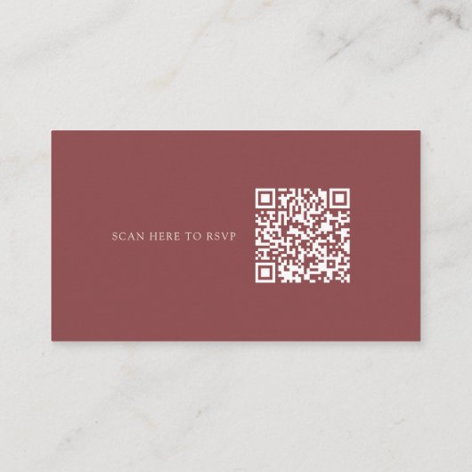 Minimalistische koperroest bruiloft QR-code RSVP Informatiekaartje (Achterkant)