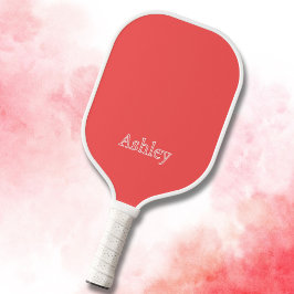 Minimalistische koraal rode naam Modern Pickleball Paddle