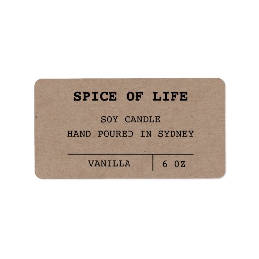 Minimalistische kraft-kaarslabels etiket (Voorkant)