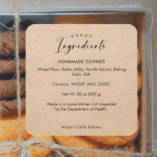 Minimalistische Kraft Script Bakkerij Ingrediënten Vierkante Sticker