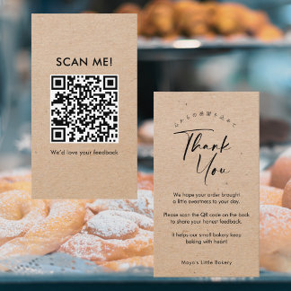 Minimalistische Kraft Script Laat een Review QR Co Visitekaartje