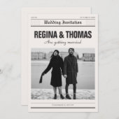Minimalistische krant poster foto bruiloft kaart (Voorkant / Achterkant)
