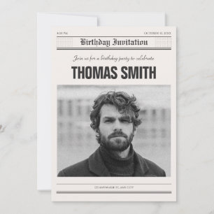 Minimalistische krant poster foto verjaardag kaart