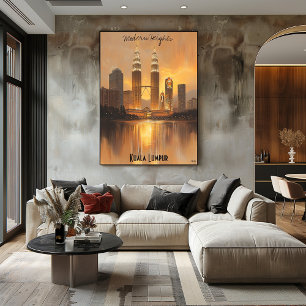 Minimalistische Kuala Lumpur Silhouette – Zachte T Poster