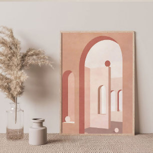Minimalistische kunst Abstract terracotta boog geo Poster