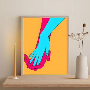 Minimalistische kunst Abstracte handen geometrisch Poster