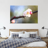 Minimalistische kunst van Japanse abrikozen in Blo Canvas Afdruk (Insitu (Slaapkamer))