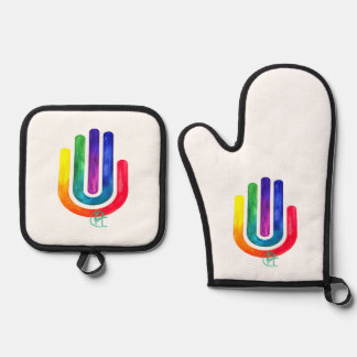 Minimalistische kunst van Prism Hamsa Ovenwant & Pannenlap Set