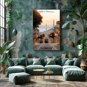 Minimalistische kunst van San Francisco Skyline Ca Poster