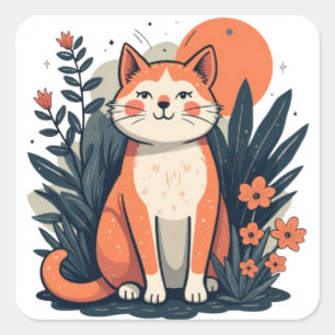 Minimalistische kunst voor kattenliefhebbers vierkante sticker