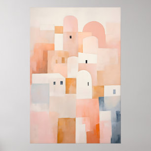 Minimalistische kunstdruk van stadsgezicht in zach poster