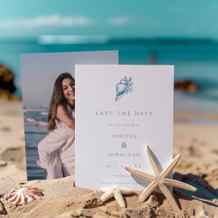 Minimalistische Kust Bloemen Zeeschelp Foto bruilo Save The Date