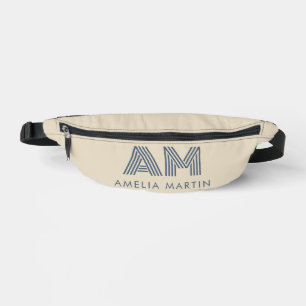 Minimalistische kustblauwe aangepaste monogram heuptasje