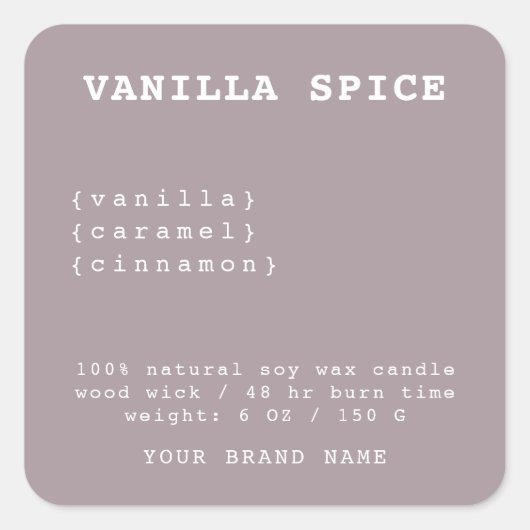 Minimalistische label voor paarse kaars (Voorkant)