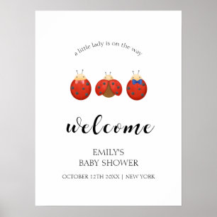 Minimalistische Ladybug Family Baby shower Welkom Poster