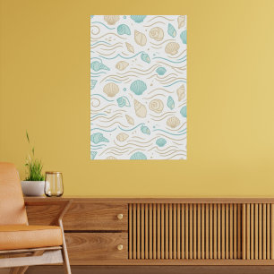 Minimalistische Lagero Zeeschelpen & Oceaangolven Poster