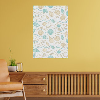 Minimalistische Lagero Zeeschelpen & Oceaangolven Poster