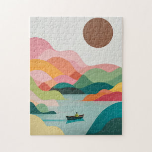 Minimalistische Lake Landscape Puzzel - Serene kun