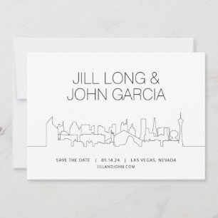Minimalistische Las Vegas Skyline bruiloft Save th Kaart