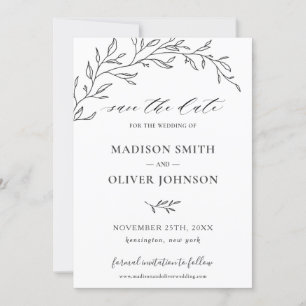 Minimalistische Laurel Branch Leafy Save the Date  Kaart
